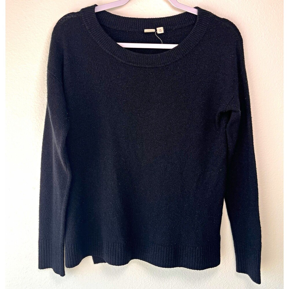 Gap Women's Black Ribbed Knit Crew Neck Pullover Sweater Long Sleeve Size M